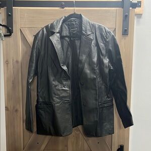 DKNY Black Leather Blazer